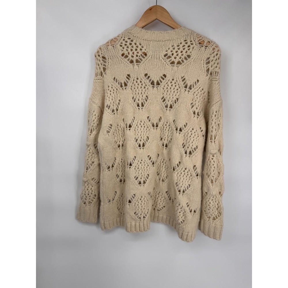 American Eagle Sweater Womens Small Ivory Oversized Wool Blend Cottagecore Boho - Picture 6 of 15